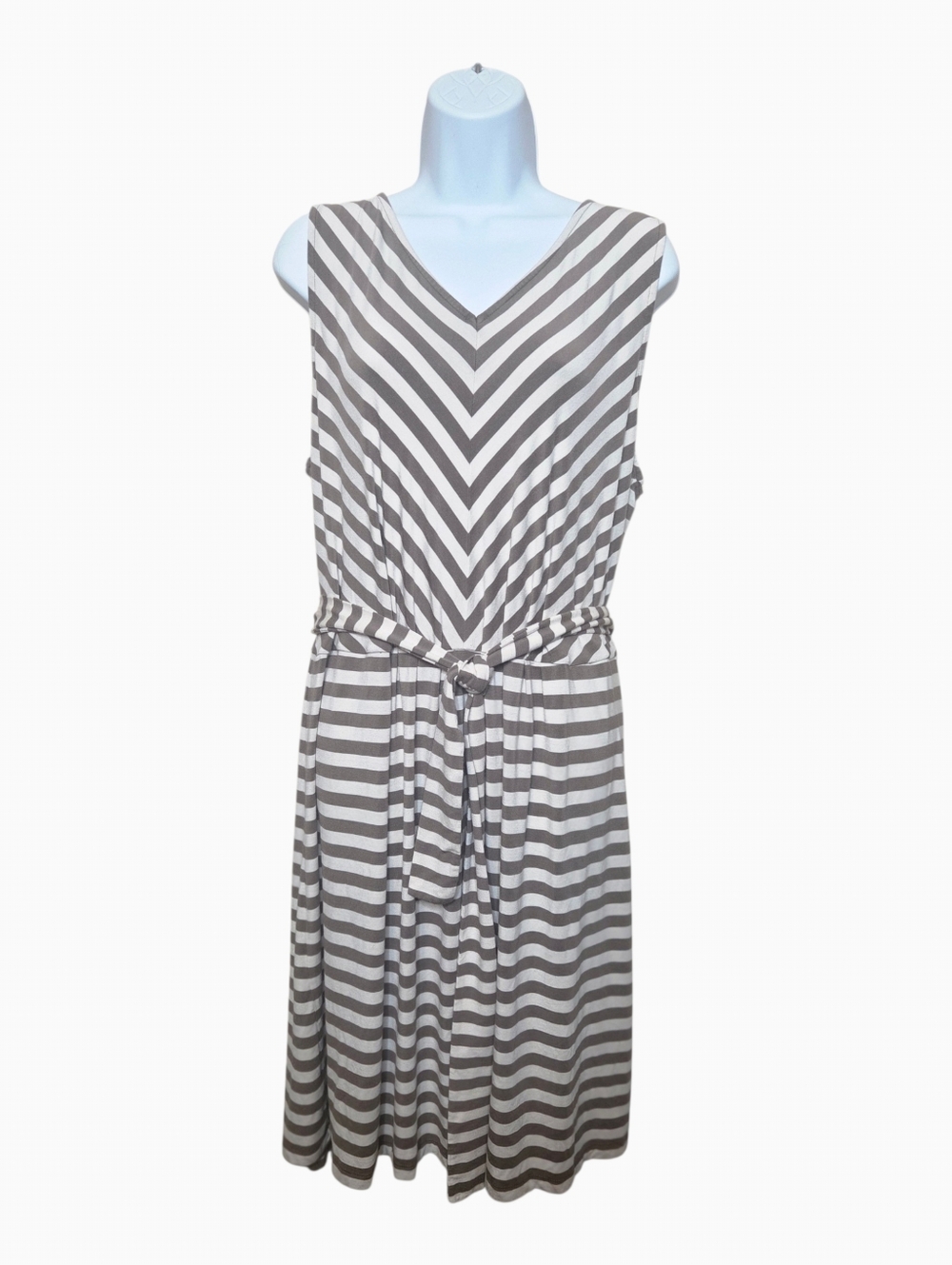 Croft & Barrow Striped V-Neck Midi Dress with Tie Waist